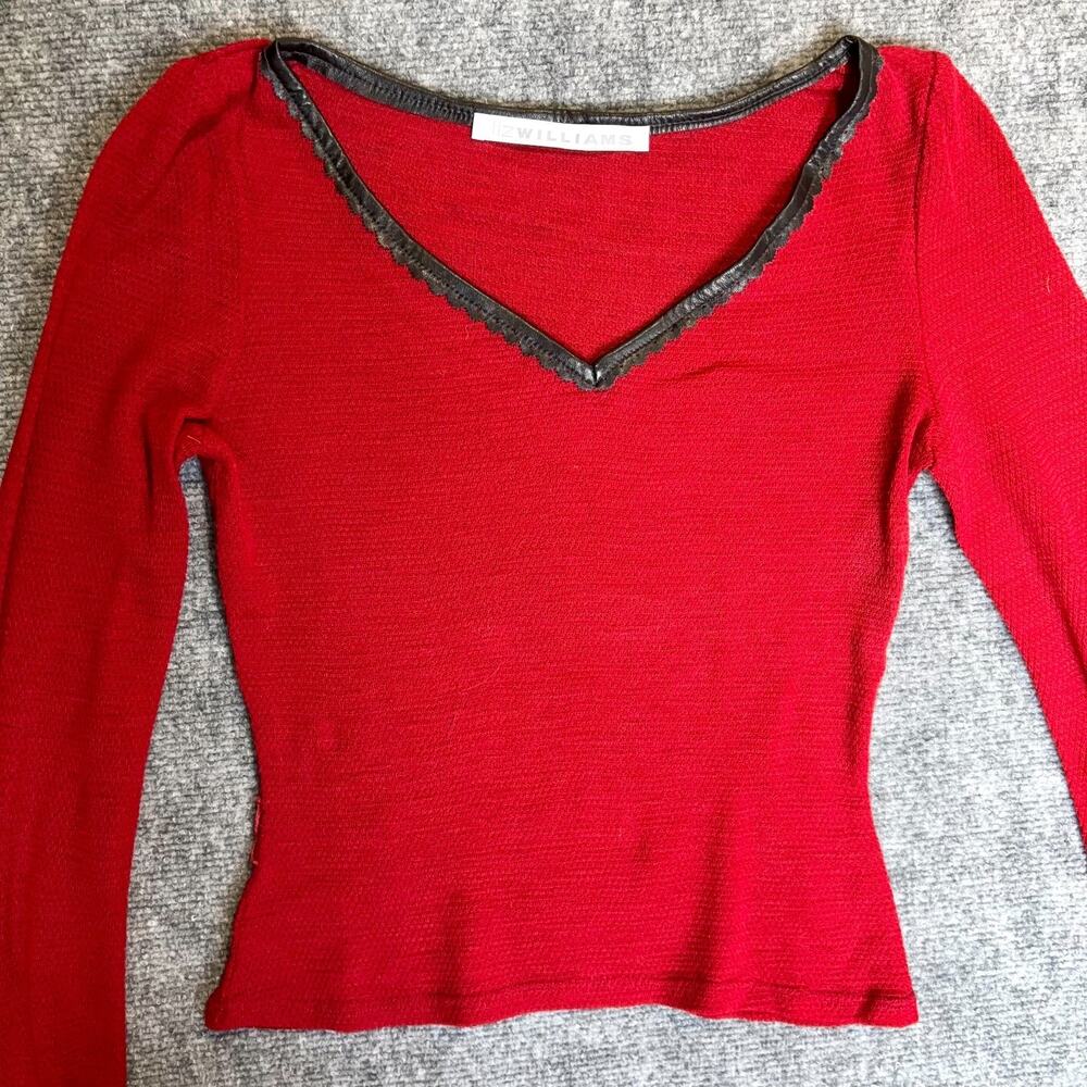 Vintage 90s NYC Designer Liz Williams Lambswool Kid Mohair Red Sweater XS